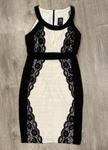 Jax Womens Tiered Black White Lace Midi Party Cocktail Dress Size 8 Formal - £27.76 GBP