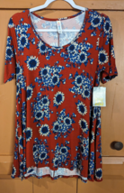 NWT LuLaRoe Perfect T Tunic Blouse, Floral Sunflower, Red &amp; Blue, Size XXS - £11.39 GBP