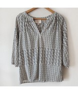 Anthropologie SKIES ARE BLUE Cream Navy balloon sleeve blouse size S Top... - $19.00