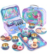 27Pcs Kids Tea Party Set For Little Girls Mermaid Gift Pretend Toy Tin T... - £31.92 GBP