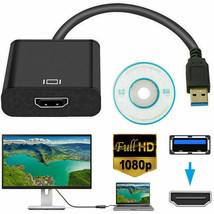 Usb 3.0 To Hd 1080P Hdmi Video Cable Adapter Converter For Pc Laptop Hdtv Lcd Tv - £13.42 GBP