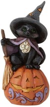 Jim Shore 6009515 Black Witch Cat on Pumpkin Halloween Miniature Figurine 4&quot; H - £25.31 GBP