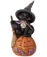 Jim Shore 6009515 Black Witch Cat on Pumpkin Halloween Miniature Figurin... - £25.29 GBP