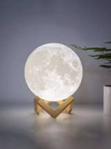 3D USB Moon Lamp with 4.7 Inch Wooden Base - Christmas Day Gift - $11.99