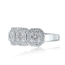 1.42 Carats 5 Pierre Rond Coupe Naturel Diamant Mariage Halo Bande 14k or Blanc - £2,555.41 GBP