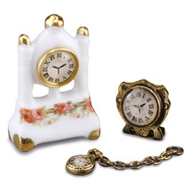 Timepiece &amp; Clock Set 1.468/5 Reutter Watch Trio DOLLHOUSE Miniature - £18.98 GBP