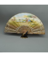 Hand Carved Wood Hand Fan Valencia Spain Hand Painted Dual Sided Highly ... - $152.07 CAD