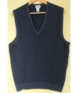 L.L. Bean Lambswool V-Neck Sweater Vest Men&#39;s M Reg Black Grey Y - $34.08 CAD