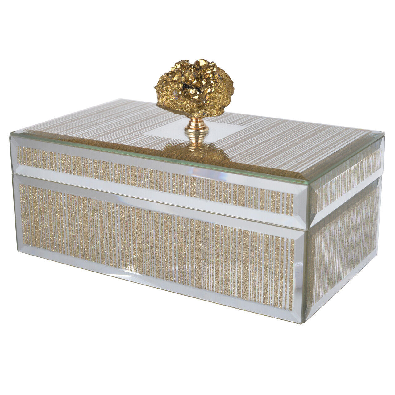 A&B Home Sullivan Gold Striped Decorative Box 8.5"X5"X5.5" - £44.94 GBP