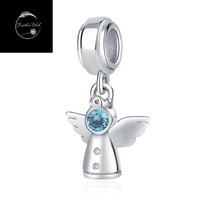 Genuine Sterling Silver 925 Guardian Angel Family Pendant Dangle Charm With CZ - £18.63 GBP