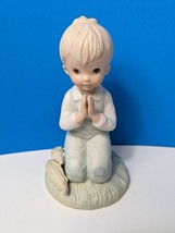 Praying Boy Corn Figurine Porcelain Lefton 03849 Give Thanks to God Vintage 1982 - $6.85