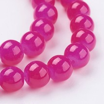 50 Fuchsia Glass Beads Bulk Jelly 8mm Round Jewelry Supplies Pink Wholesale - £4.02 GBP