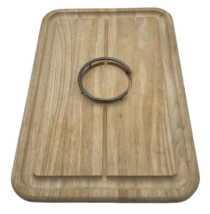 Wood Cutting Board Spiked Metal Meat Ring Carving Chopping Block 12.5&quot; x 19&quot; - £18.31 GBP