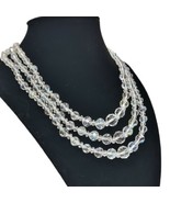 Vtg Faceted AB Clear Sparkle Crystal Rhinestones 3 Strand Choker Necklac... - £18.35 GBP