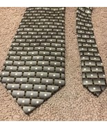 Marco Stefano Men&#39;s Tie Green 100% Silk Geometric Print C-67 - $12.92 CAD