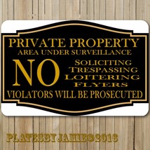 Private Property No Soliciting Trespassing Loitering 12&quot; x8&quot; Aluminum Metal Sign - £15.36 GBP