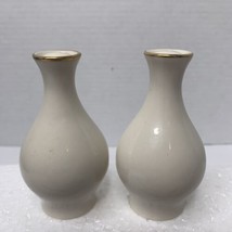 Vintage Lusterware Vase Shaped Ceramic Salt And Pepper Shakers Gold Rim Accent - £6.32 GBP