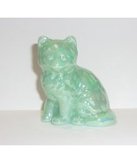 Mosser Glass Jadeite Green Carnival Iridized Persian Cat Kitten Figurine - $21.29