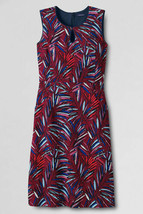 Lands End Women&#39;s Ponte Keyhole Sheath Dress - Pattern Warm Cinnabar Leaves New - £27.52 GBP