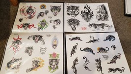 LOT o 4 Official Brand Tattoo Flash Wall Art Sheets Panther Tiger Color ... - £29.84 GBP