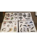 LOT o 4 Official Brand Tattoo Flash Wall Art Sheets Panther Tiger Color ... - £29.84 GBP