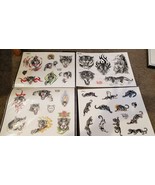 LOT o 4 Official Brand Tattoo Flash Wall Art Sheets Panther Tiger Color ... - $723.31 MXN