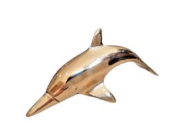 5 3/4&quot; Vintage Jumping Brass Dolphin Figure Nautical Deco Desk Miniature 14.5cm - £7.52 GBP