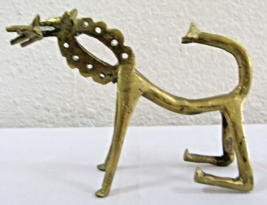 Antique African Abstract Figurative Brass Lion with Prey in Mouth Figurine - £153.30 GBP