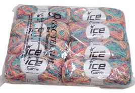 ICE Yarns 8 Skeins Palermo Cotone Turquoise Salmon Yellow Gold #57267 - £27.21 GBP