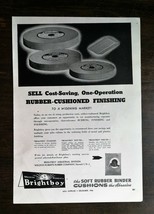 Vintage 1946 Weldon Roberts Brightboy Soft Rubber Binder Cushions Full Page Ad - $6.64