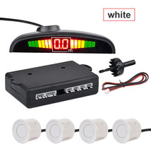 4 White Sensor LED Display Car Parking Sensor Kit Reverse Backup Monitor System - £25.32 GBP