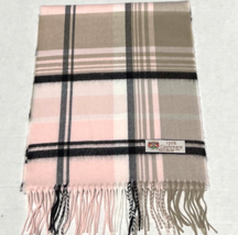 100% CASHMERE SCARF Check Plaid Pink/black/tan Made in England Warm Wool #L101 - £7.63 GBP
