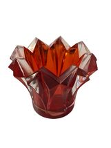 Vintage Bohemia Crystal Red Flash Glass Vase Czech Republic Faceted 4x4 - $26.10