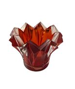 Vintage Bohemia Crystal Red Flash Glass Vase Czech Republic Faceted 4x4 - $26.10