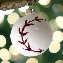 Baseball Softball Christmas Ornament Home Decor Xmas Tree Glass 3&quot; 80mm Diameter - £5.38 GBP