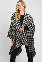 Houndstooth Pattern Versatile layering Ruana Poncho Soft and Gentle Outerwear - £28.70 GBP