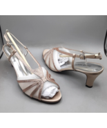 David Tate Refined Reveal Sandals Women&#39;s 7.5 M Beige Champagne Slingbac... - $41.39 CAD