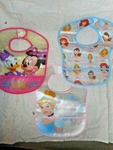Disney Baby Vinyl Baby Bib Coverup Princesses And Minnie Mouse W Wide Pocket - £7.96 GBP