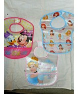 DISNEY BABY VINYL BABY BIB COVERUP PRINCESSES AND MINNIE MOUSE W WIDE PO... - £7.82 GBP