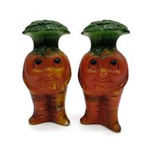 Anthropomorphic Carrot Bunch Salt and Pepper Shakers Set Retro Vintage - £19.17 GBP
