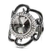 On gray crystal stone flowers female ring tibetan silver ethnic wedding vintage jewelry thumb200