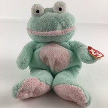 Ty Pluffies Grins Frog 10&quot; Plush Bean Bag Stuffed Animal Toy Vintage 2002 w TAGS - £19.42 GBP