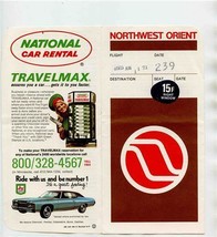 Northwest Orient Airlines Ticket Jacket National Car Rental 1971 - £13.99 GBP