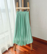 Mid-Length - Pleated Chiffon Skirt - Brown - Custom Plus Size by Dressromantic image 10