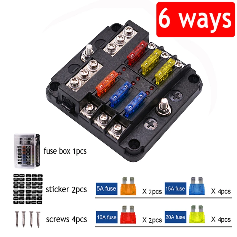 12V 32V Fuse Box Holder With Plastic Cover M5 Stud 6 Ways 12 Ways Blade Fuse Blo - $54.36