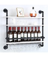 Industrial Wine Rack Wall Shelf Rack Floating Bar Shelves Coffee Nook Bl... - $122.57 CAD