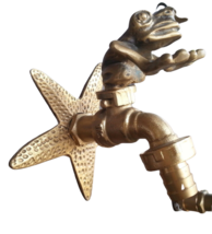 Brass Outside Tap Back Plate Garden STAR FISH Faucet Base Water Vintage Home - £23.97 GBP