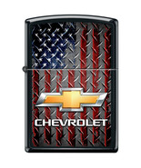 Zippo Lighter - Chevy Bowtie &amp; Flag Black Matte - 856416 - $48.22 CAD