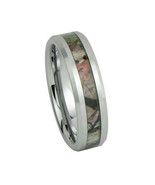 Unisex Camo Tan Brown and Green 7mm Tungsten Wedding Band  - £19.94 GBP