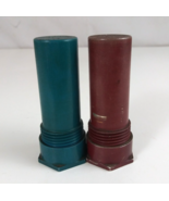 Vintage Red &amp; Blue Bolt &amp; Nut Plastic 3.25&quot; Salt &amp; Pepper Shakers - €12,58 EUR